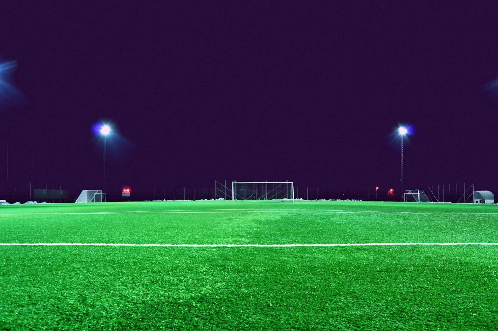 Football training pitch at night
